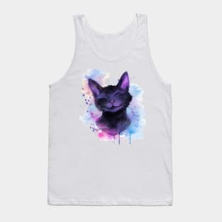 Domestic Shorthair Cat Water Color Pop Art Design for Cat Lover Tank Top
